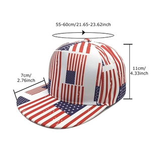 Flat brim baseball cap with UK flag print and size measurements 55-60cm for unisex
