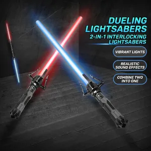 2-In-1 Lightsaber Toy Sound Effects Light Up RGB Colors Plastic Retractable Dueling Sword Novelty Gift For Kids