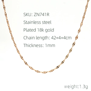 Detail of 18k gold plated stainless steel lip chain with adjustable clasp