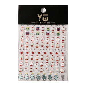 Stickers nail art de Noël avec chats, rennes et sapins sur la feuille YT3735