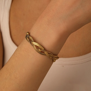 Bracelet À Chaîne Serpent Multi Couches Pour Femmes En Acier Inoxydable Plqué Or 18K Perles Rondes