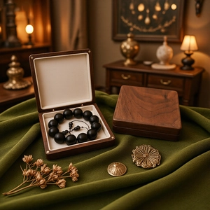 Wooden Jewelry Box Square Bracelet Case For Necklace Ring Storage Organizer With Velvet Lining Retro Style