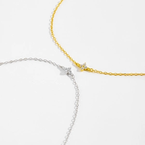 Minimalist S925 sterling silver clover bracelets in gold and silver with zircon stones