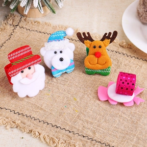 Set of Christmas cartoon slap bracelets with Santa Claus reindeer and polar bear