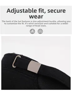 Macro detail of the adjustable metal buckle and wool fabric texture on the winter cap