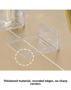 Gros plan d'une étagère murale en acrylique transparent avec coins arrondis et matériau épais