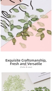 Detailed view of leaf-shaped acrylic beads with vein texture for DIY jewelry making