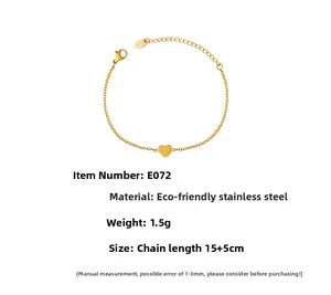 Detail of 18k gold plated heart bracelet with 15+5cm adjustable chain and tag