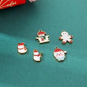 Ensemble de pendentifs de Noël en acier inoxydable avec Père Noël et bonhomme de neige