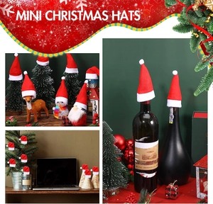 Mini cappelli di Babbo Natale rossi per decorare bottiglie e addobbi natalizi