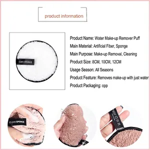 Washable double-sided makeup remover puff with plush fiber and sponge texture