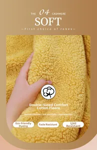 Detail of soft yellow double-sided plush fleece fabric with thick velvet texture
