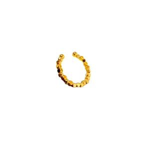 Minimalist 18K gold plated geometric open ring with beaded multi-faceted design for women
