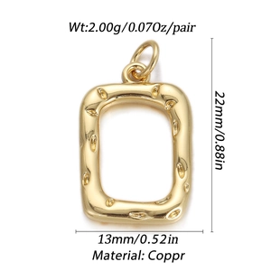 Macro view of a 18K gold-plated copper rectangle pendant with hammered texture details