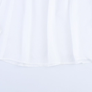 Elegant white French long sleeve top with textured hollow floral lace and soft draping