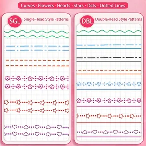 Evidenziatori a curva creativi a 6 colori per journaling fai-da-te con punte a motivi