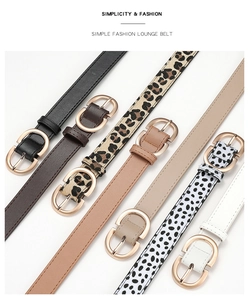 Set of slim minimalist belts in seven colors with elegant gold D-shaped metal buckles