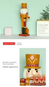 Detailed close-up of a wooden gingerbread chef nutcracker with hand-painted details