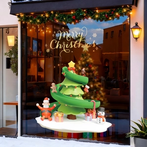 Christmas snowman and Santa PVC static window stickers for festive shop window decoration