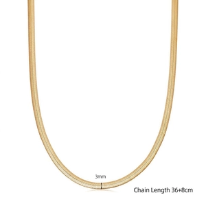 3mm flat gold snake chain necklace in 925 sterling silver with 36+8cm adjustable length