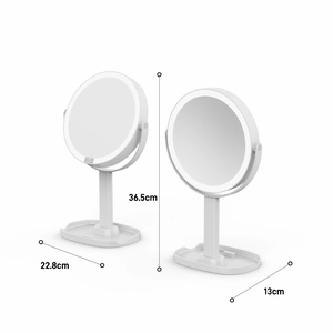 Detailed dimensions of LED desktop makeup mirror with storage base and 36.5cm height