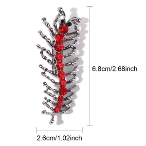 Tableau des tailles détaillé montrant 6,8 cm de long pour la broche mille-pattes en strass
