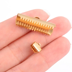 Golden stainless steel ribbon end crimp connectors for DIY jewelry making