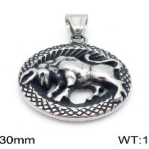 Pendentif zodiaque Taureau rétro en acier inoxydable avec relief de taureau et échelle 30mm