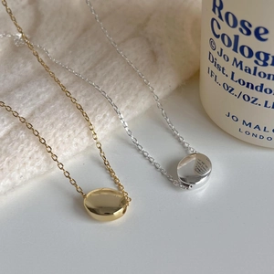 Minimalist 925 sterling silver bean pendant necklaces in gold and silver finishes