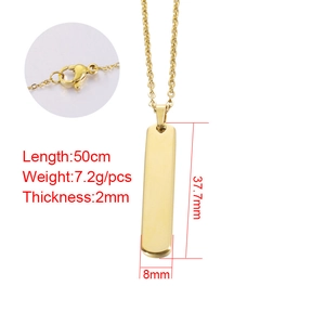 Collana a barra rettangolare dorata in acciaio inossidabile con catena da 50cm
