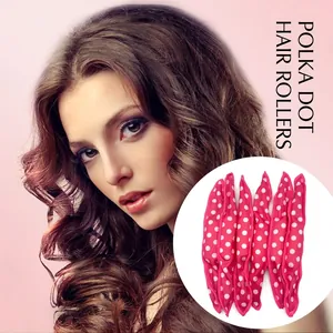 Polka dot heatless hair curlers for DIY styling, soft sponge rollers for sleep-in waves
