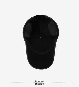 Interior detail of winter warm wool baseball cap showing breathable cotton lining and earflaps