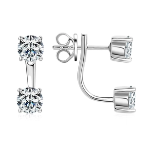 Elegant S925 sterling silver moissanite double stud earrings with front back design