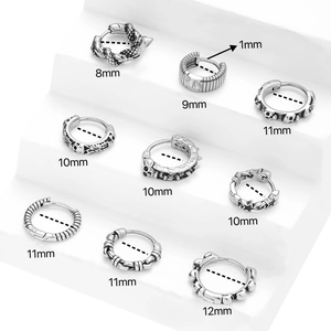 Boucles d'oreilles punk en acier inoxydable avec motifs de crâne et d'étoile en argent