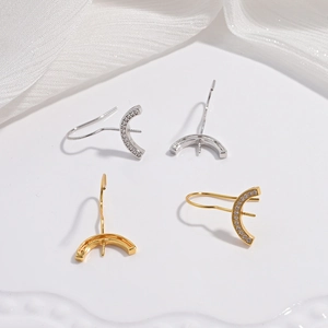 Ganci Per Orecchini A Semicerchio Con Perno In Argento Sterling 925 Zirconia DIY Accessori Per Künstliche Perle