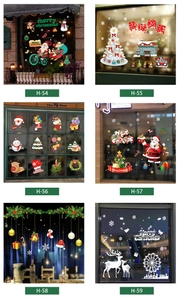 Detailed Christmas static stickers featuring Santa, reindeer, and snowflakes for glass decor