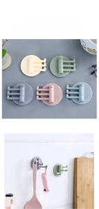 Rotating 3-arm adhesive hooks in five colors with ABS material for bathroom and kitchen
