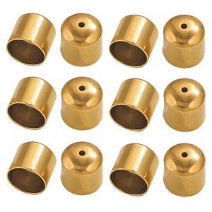 Lot de 12 embouts cylindriques en acier inoxydable doré avec trou pour bijoux DIY