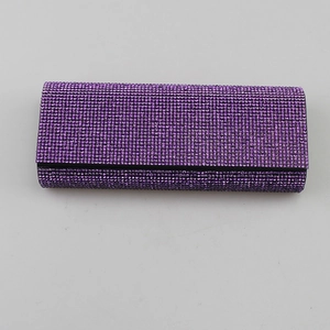 Premium purple rhinestone eyeglass case featuring a luxurious sparkling rectangular design