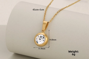 Detailed size specifications for the gold birthstone pendant necklace with 45cm+5cm chain