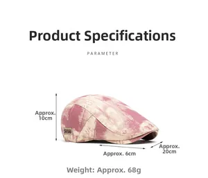 Detailed view of pink tie-dye beret showing fabric texture and 68g lightweight design