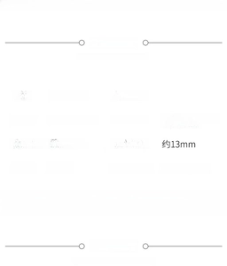 Detailed view of fountain pen nib sizes from 0.38mm to 1.3mm with stainless steel tips