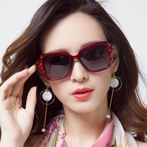 Fashionable oversized red geometric sunglasses for women with stylish gradient lenses