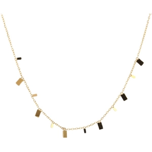 Elegant gold titanium steel necklace with minimalist black and gold rectangular pendants