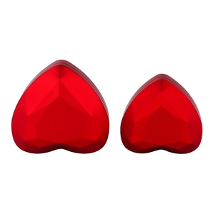Set of two heart-shaped LED jewelry boxes in premium red matte geometric faceted design