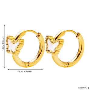 Detailed view of butterfly earrings with size measurements 1.8cm and weight 4.1g