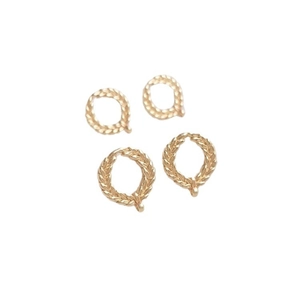 Set of four 14K gold plated laurel wreath charms for DIY pearl earring jewelry making