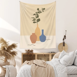 Détail de la texture de tapisserie avec vases abstraits dans une chambre moderne