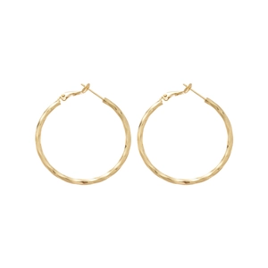 Classic 14k gold-plated twisted hoop earrings with elegant spiral texture and latch back