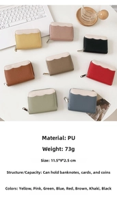 Detail showing wave-patterned PU leather wallet texture and functional internal storage